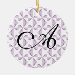 Gepersonaliseerd Initiaal Paarse pinwielen Keramisch Ornament