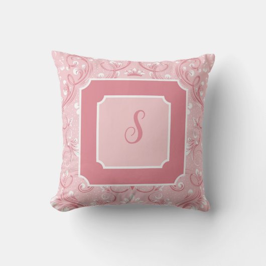 Gepersonaliseerd Initiaal Roze Vierkant Sierkussen (Voorkant)