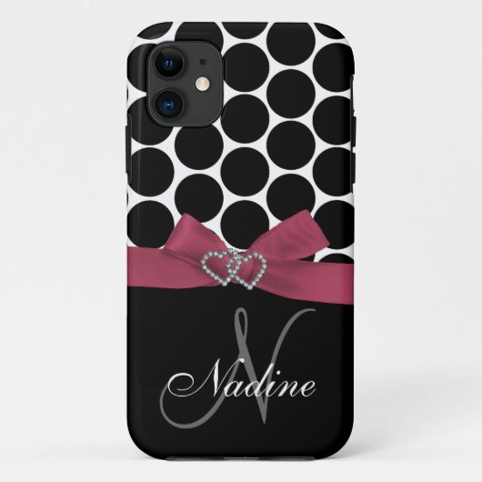 Gepersonaliseerd Initiaal, roze, zwarte pooldots H Case-Mate iPhone Case (Achterkant)