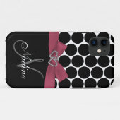 Gepersonaliseerd Initiaal, roze, zwarte pooldots H Case-Mate iPhone Case (Achterkant (horizontaal))