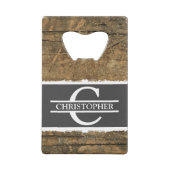 Gepersonaliseerd initiaal: "rustic faux Grey" Creditkaart Flessenopener (Voorkant)