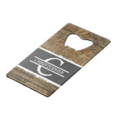 Gepersonaliseerd initiaal: "rustic faux Grey" Creditkaart Flessenopener (Achterkant Gekanteld)