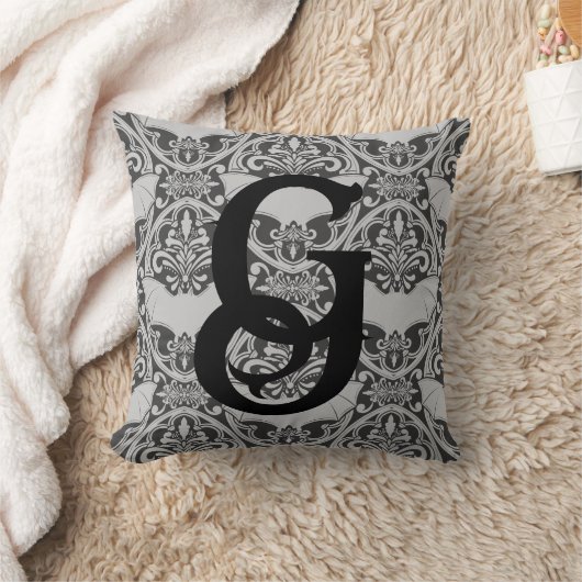 Gepersonaliseerd Initiaal Vampier Bat Damask in Gr Kussen (Deken)