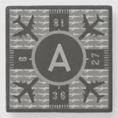 Gepersonaliseerd Initiaal vliegveld Stenen Onderzetter (Voorkant)