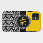 Gepersonaliseerd Initiaal Yellow Black Damask Hoes (Achterkant (horizontaal))
