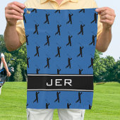 Gepersonaliseerd Initialen Golfer Black Pattern Bl Golfhanddoek
