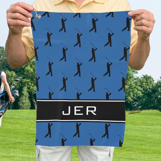 Gepersonaliseerd Initialen Golfer Black Pattern Bl Golfhanddoek