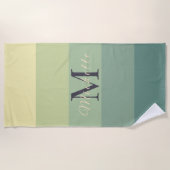 Gepersonaliseerd Initialen Monogram Groen Kleurenb Strandlaken (Voorkant)
