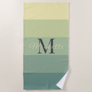 Gepersonaliseerd Initialen Monogram Groen Kleurenb Strandlaken