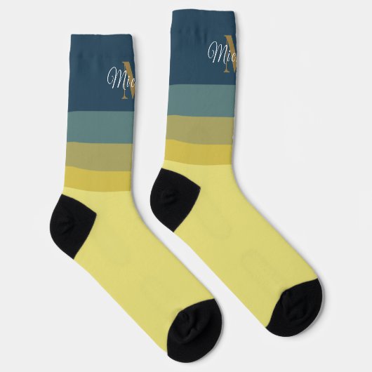 Gepersonaliseerd Initialen & Monogram Pastel Kleur Sokken (Rechts)