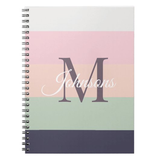 Gepersonaliseerd Initialen Monogram voor Paarse Co Notitieboek (Voorkant)