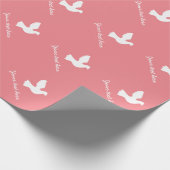 Gepersonaliseerd inpakpapier met witte duiven (Hoek)