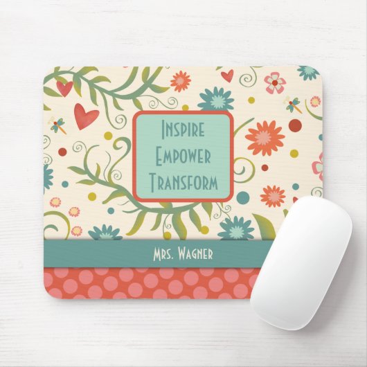 Gepersonaliseerd Inspire geeft  Floral Teacher mee Muismat (Met muis)