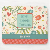 Gepersonaliseerd Inspire geeft  Floral Teacher mee Muismat (Voorkant)