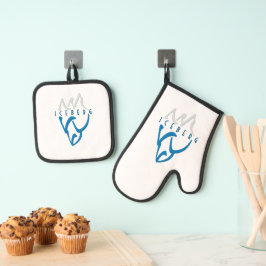Gepersonaliseerd Inspirerend Iceberg Art Blue Ovenwant & Pannenlap Set