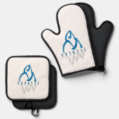 Gepersonaliseerd Inspirerend Iceberg Art Blue Ovenwant & Pannenlap Set (Voorkant / Achterkant)