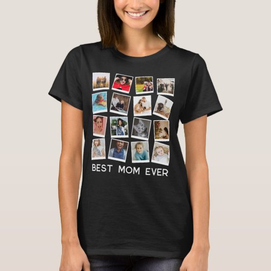 gepersonaliseerd instagram moderne fotocollage t-shirt (Voorkant)