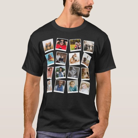 gepersonaliseerd instagram moderne fotocollage t-shirt (Voorkant)