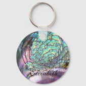 Gepersonaliseerd Iridescent Beauful Natural Abalon Sleutelhanger (Voorkant)