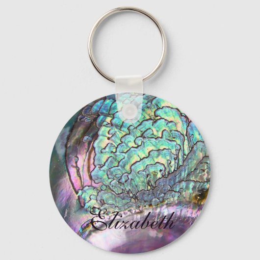 Gepersonaliseerd Iridescent Beauful Natural Abalon Sleutelhanger (Voorkant)