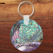Gepersonaliseerd Iridescent Beauful Natural Abalon Sleutelhanger (Voorkant)