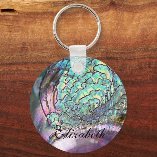 Gepersonaliseerd Iridescent Beauful Natural Abalon Sleutelhanger (Voorkant)