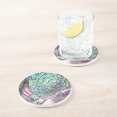 Gepersonaliseerd Iridescent Beauful Natural Abalon Zandsteen Onderzetter (Zijkant)