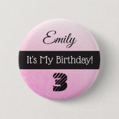 Gepersonaliseerd is de Button van My Birthday Pink (Voorkant)