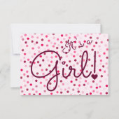 Gepersonaliseerd is een meisje! Kaart roze poladot (Voorkant)