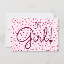 Gepersonaliseerd is een meisje! Kaart roze poladot