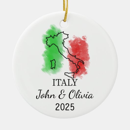 Gepersonaliseerd Italië Ornament, Italië Vlag Gift Keramisch Ornament (Voorkant)