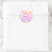 Gepersonaliseerd IT'S A GIRL Baby Gender Reveal St Ronde Sticker (Tas)