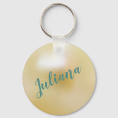 Gepersonaliseerd Ivory White Pearl Sleutelhanger (Voorkant)