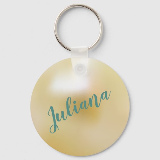 Gepersonaliseerd Ivory White Pearl Sleutelhanger (Voorkant)