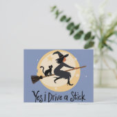 Gepersonaliseerd Ja Ik rij een stok, Halloween hek Briefkaart (Staand voorkant)