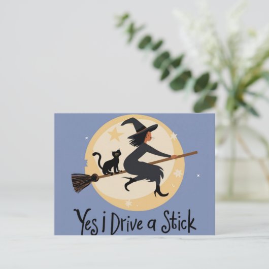 Gepersonaliseerd Ja Ik rij een stok, Halloween hek Briefkaart (Staand voorkant)