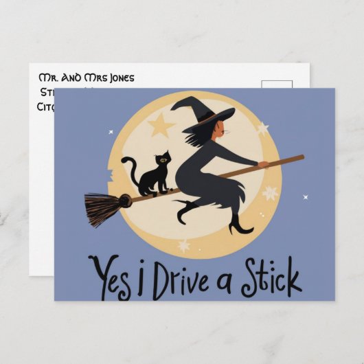 Gepersonaliseerd Ja Ik rij een stok, Halloween hek Briefkaart (Voorkant / Achterkant)