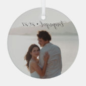 Gepersonaliseerd Jaar Betrokken Paar Kerstscript Glas Ornament (Achterkant)