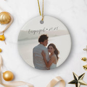 Gepersonaliseerd Jaar Betrokken Paar Kerstscript Keramisch Ornament