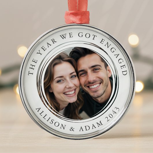 Gepersonaliseerd jaar dat we verloofde foto kregen metalen ornament