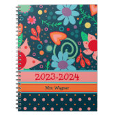 Gepersonaliseerd Jaar Leraar Vrolijke  Bloemen Notitieboek (Voorkant)