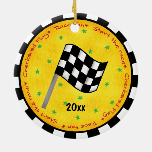 Gepersonaliseerd jaar voor automatisch gerangschik keramisch ornament (Achterkant)