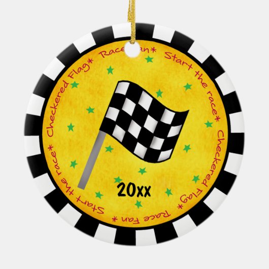 Gepersonaliseerd jaar voor automatisch gerangschik keramisch ornament (Achterkant)