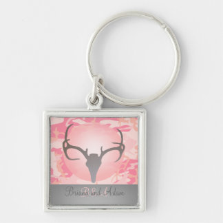 Gepersonaliseerd jachtthema Antlers Roze Camo Sleutelhanger