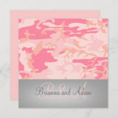 Gepersonaliseerd jachtthema Roze Camo Wedding Kaart (Voorkant / Achterkant)