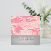 Gepersonaliseerd jachtthema Roze Camo Wedding Kaart (Staand voorkant)