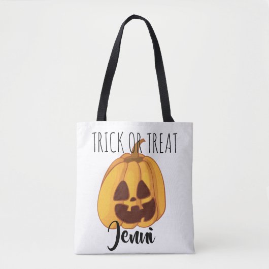 Gepersonaliseerd Jack-o-Lantern Trick-or-Treat-ont Tote Bag (Voorkant)