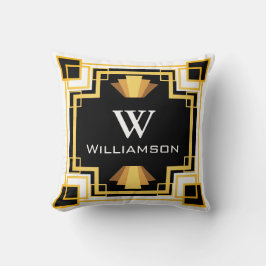Gepersonaliseerd - jaren '20 Goud & Zwart Geometri Kussen