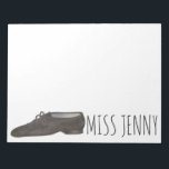Gepersonaliseerd Jazz Shoe Dance Notitieblok voor<br><div class="desc">Notitieblok heeft een originele afbeelding van een zwarte lederen jazzschoen. Je kunt je gewoon personaliseren met de naam van je favoriete dansleraar voor een cadeau van één soort!</div>