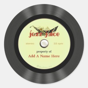 Gepersonaliseerd Jazz Vinyl Record Ronde Sticker